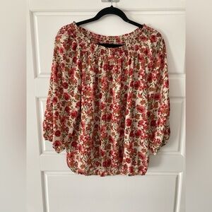 Cure Floral Off The Shoulder Peasant Blouse. Size L
